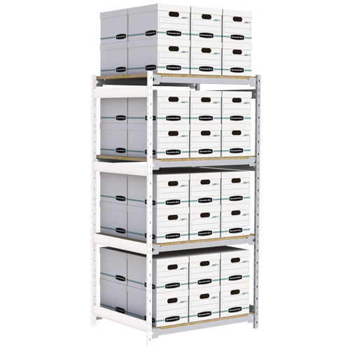 Wide Span Record Storage Shelving, Steel, 4 Shelves, 42" W x 32" D x 84" H, Add-On Kit Solutions industrielles ALPHA
