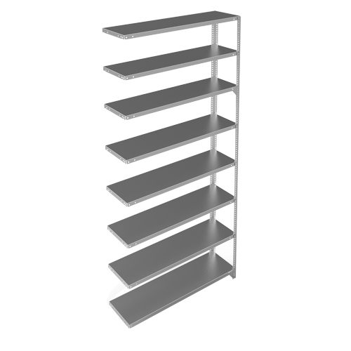 Shelving Unit, Galvanized Steel, Slotted Angle, 300 lbs. Capacity, 48" W x 96" H x 12" D Solutions industrielles ALPHA