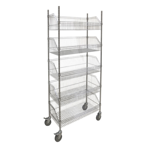 Wire Basket Shelving Cart, 5 Tiers, 36" W x 80" H x 18" D Solutions industrielles ALPHA