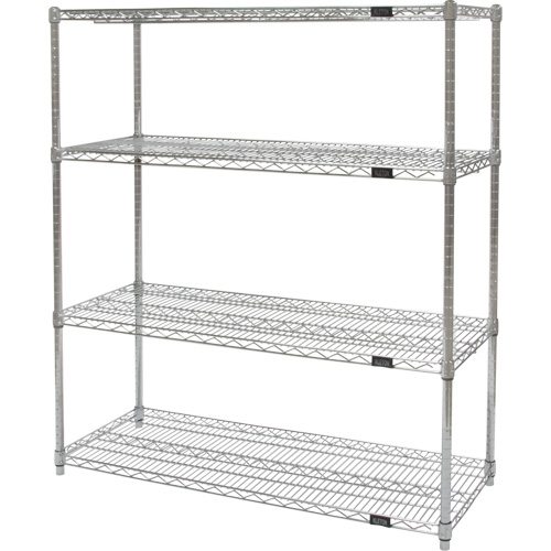 Heavy-Duty Chromate Wire Shelving, 4 Tiers, 30" W x 54" H x 18" D Solutions industrielles ALPHA
