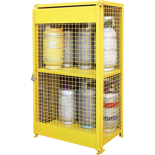 Gas Cylinder Cabinets, 12 Cylinder Capacity, 44" W x 30" D x 74" H, Yellow Solutions industrielles ALPHA