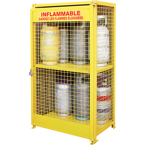 Gas Cylinder Cabinets, 12 Cylinder Capacity, 44" W x 30" D x 74" H, Yellow Solutions industrielles ALPHA
