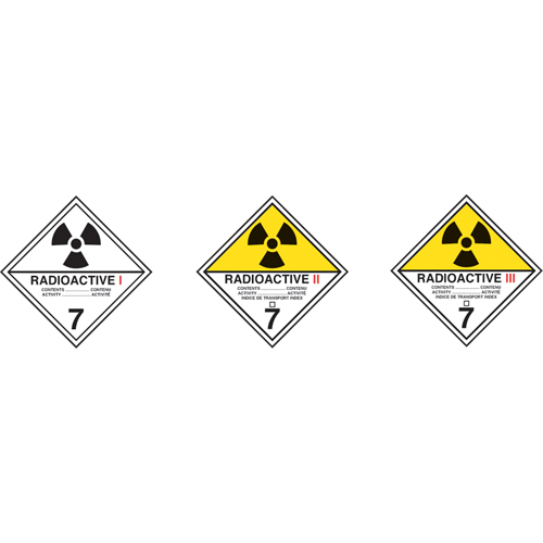 TDG Shipping Labels, Class 7, Radioactive I, Vinyl Solutions industrielles ALPHA