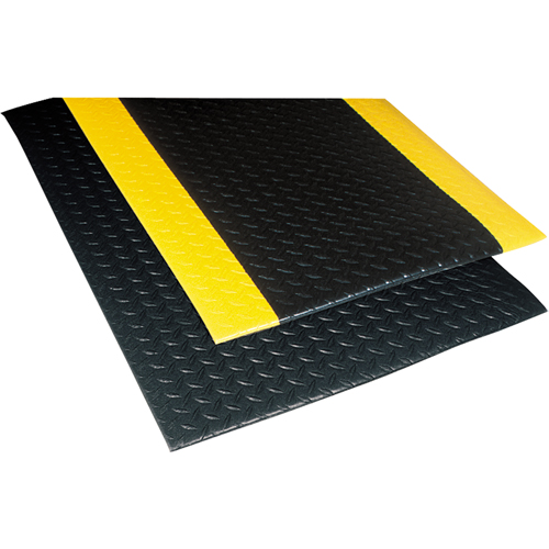Tapis Sof-Tred No 419 avec Dyna-Shield, Losange, 4' x 60' x 1/2", Noir/Jaune, PVC Solutions industrielles ALPHA
