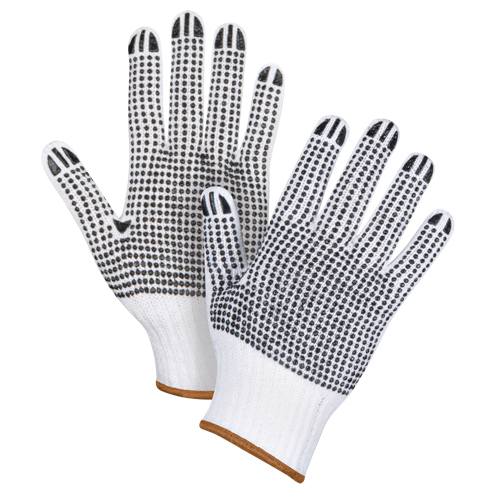 Double-Sided Dotted String Knit Gloves, Poly/Cotton, Double Sided, 7 Gauge, Large Solutions industrielles ALPHA