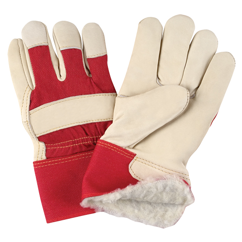Red & White Premium Winter-Lined Fitters Gloves, Large, Grain Cowhide Palm, Boa Inner Lining Solutions industrielles ALPHA