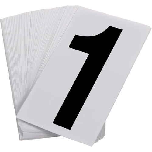 Num&eacute;ros autocollants, 1, 3-1/2" h, Noir sur blanc Solutions industrielles ALPHA