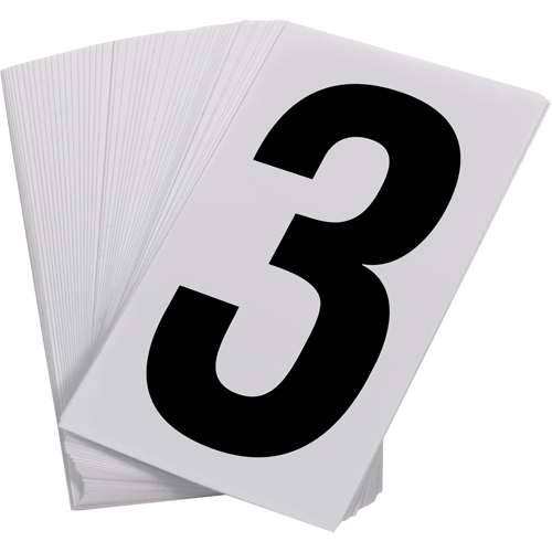Num&eacute;ros autocollants, 3, 3-1/2" h, Noir sur blanc Solutions industrielles ALPHA