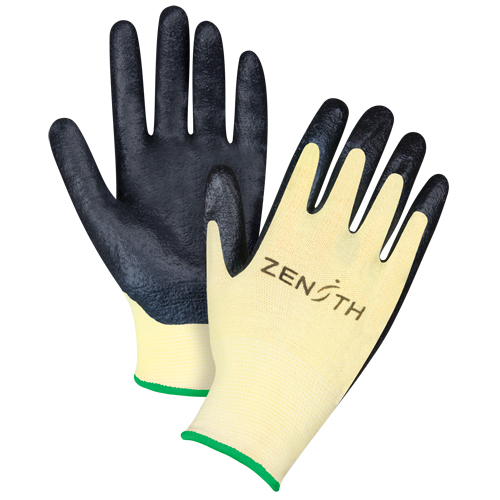 Gants r&eacute;sistants &agrave; la coupe avec prise sup&eacute;rieure, Taille Petit/7, Calibre 13, Rev&ecirc;tement Mousse de nitrile, Enveloppe en Aramide, ANSI/ISEA 105 niveau 3/EN 388 niveau 5 Solutions industrielles ALPHA