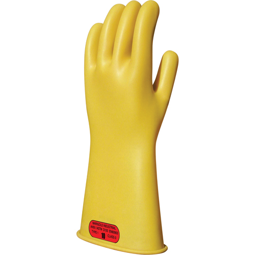 Yellow Natural Rubber Insulating Gloves, ASTM Class 0, Size 8, 14" L Solutions industrielles ALPHA