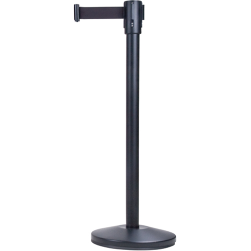 Barri&egrave;res sur pieds pour le contr&ocirc;le des foules, Acier, 35" h, Ruban Noir, Longueur du ruban 7' Solutions industrielles ALPHA