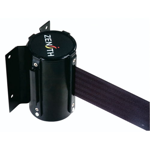 Barri&egrave;re &agrave; fixation murale, Acier, Fixation par vis, 12', Ruban Noir Solutions industrielles ALPHA