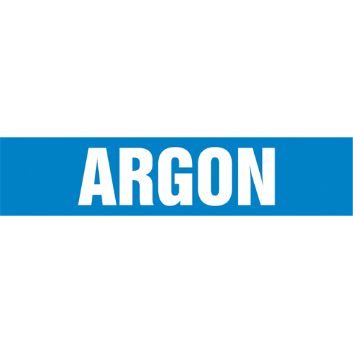 Marqueur de tuyau "Argon", Autocollant, 4" h x 24" la, Blanc/bleu Solutions industrielles ALPHA