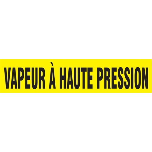 Marqueurs de tuyau "Vapeur &agrave; Haute Pression" Snap Tite, &agrave; pression, 14" h x 12" la, Noir sur jaune Solutions industrielles ALPHA