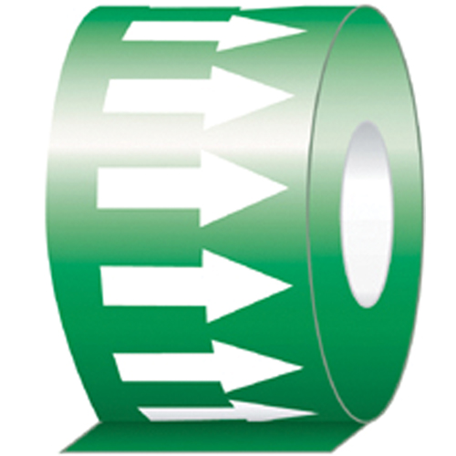 Directional Flow Arrow Tapes, 108', White on Green Solutions industrielles ALPHA
