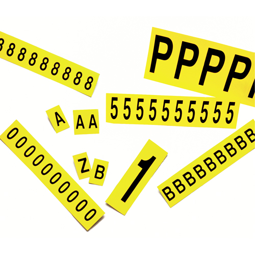 Individual Adhesive Letter Markers, A, 1" H, Black on Yellow Solutions industrielles ALPHA