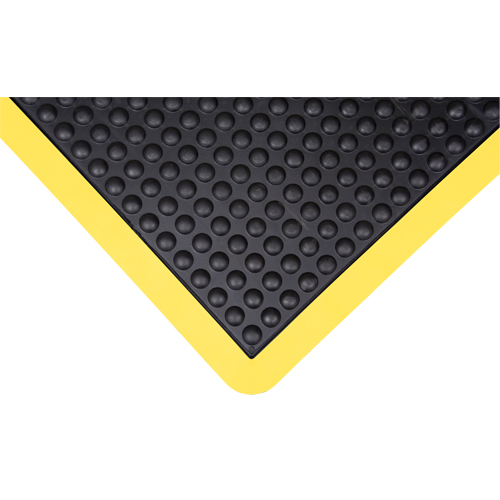 Tapis antifatigue en d&ocirc;me, &agrave; bulles, 2' x 3' x 1/2", Noir, Caoutchouc Solutions industrielles ALPHA