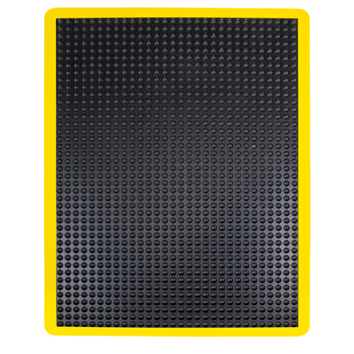 Tapis antifatigue en d&ocirc;me, &agrave; bulles, 2' x 3' x 1/2", Noir, Caoutchouc Solutions industrielles ALPHA