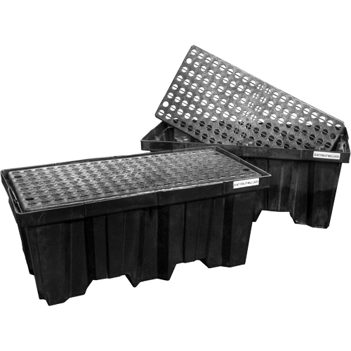 Palettes emboîtables pour contr&ocirc;le des d&eacute;versements, Capacit&eacute; de d&eacute;versement 66 gal. US, 51" x 26" x 21" Solutions industrielles ALPHA