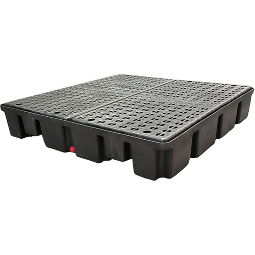 Palette emboîtable avec drain pour contr&ocirc;le des d&eacute;versements, Capacit&eacute; de d&eacute;versement 66 gal. US, 49" x 49" x 10,5" Solutions industrielles ALPHA