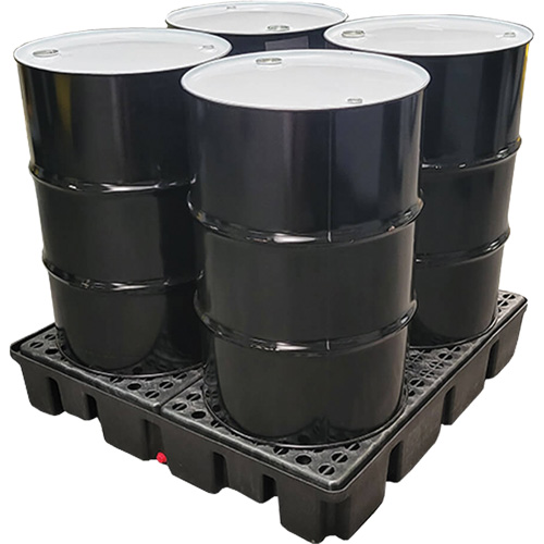 Palette emboîtable avec drain pour contr&ocirc;le des d&eacute;versements, Capacit&eacute; de d&eacute;versement 66 gal. US, 49" x 49" x 10,5" Solutions industrielles ALPHA