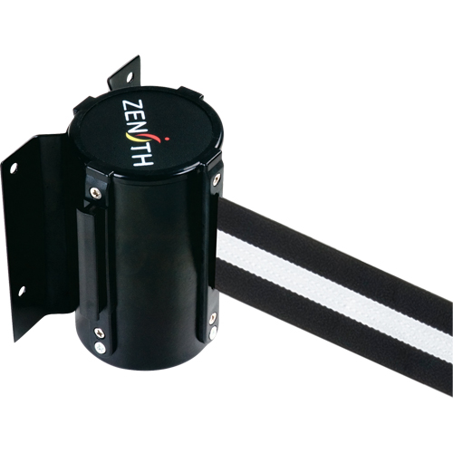 Barri&egrave;re &agrave; fixation murale, Acier, Fixation par vis, 7', Ruban Noir/Blanc Solutions industrielles ALPHA