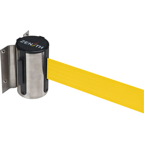 Barri&egrave;re &agrave; fixation murale, Acier, Fixation par vis, 7', Ruban Jaune Solutions industrielles ALPHA