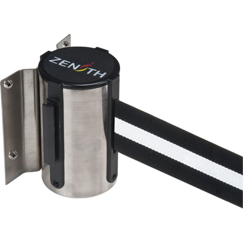 Barri&egrave;re &agrave; fixation murale, Acier, Fixation par vis, 7', Ruban Noir/Blanc Solutions industrielles ALPHA