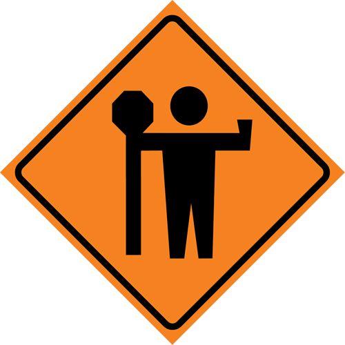 Flagman Roll-Up Sign Traffic Sign, 36" x 36", Vinyl, Pictogram Solutions industrielles ALPHA