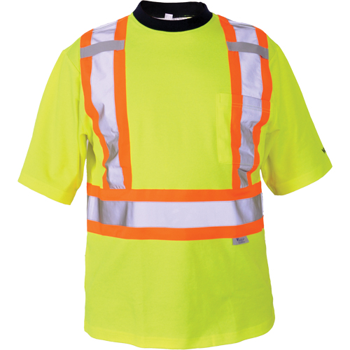 Safety T-Shirt, Polyester, Medium, High Visibility Lime-Yellow Solutions industrielles ALPHA