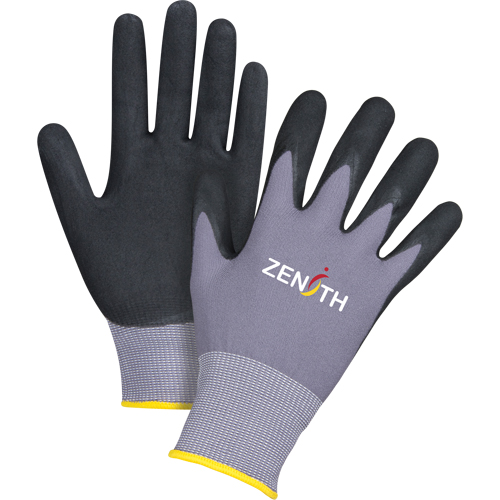 Gants ZX-1 de premi&egrave;re qualit&eacute; compatibles avec les &eacute;crans tactiles, 9/Grand, R&ecirc;vetement Nitrile/Mousse de nitrile, Calibre 15, Enveloppe en Nylon Solutions industrielles ALPHA