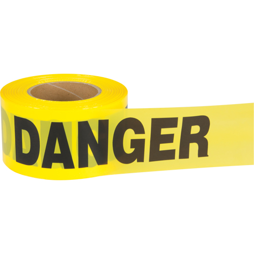 Ruban pour barricade Danger, Bilingue, 3" la x 1000' lo, 2,5 mils, Noir sur jaune Solutions industrielles ALPHA