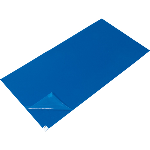 Tapis pelables de rechange pour salle blanche, &eacute;paisseur 1,57 mils, 1-1/2' la, 3' lo x Bleu Solutions industrielles ALPHA