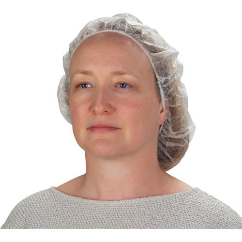 Non-Woven Bouffant Caps, Polypropylene, 21"/Large, White Solutions industrielles ALPHA
