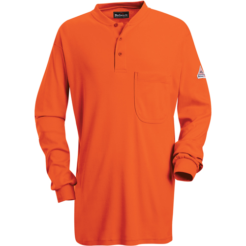Flame-Resistant Long Sleeve Tagless Henley Shirts, Small, Orange Solutions industrielles ALPHA