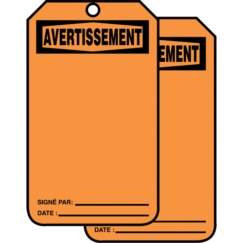 Safety Tags, Cardstock, 3-1/8" W x 5-7/8" H, French Solutions industrielles ALPHA