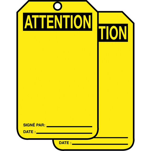 Safety Tags, Plastic, 3-3/8" W x 5-7/8" H, French Solutions industrielles ALPHA