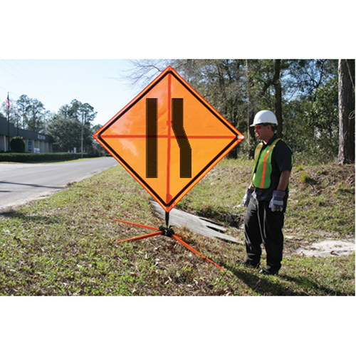 Panneau de construction enroulable - Tilt-Adjust prenez la voie de gauche, 36" x 36", Vinyle, Pictogramme Solutions industrielles ALPHA
