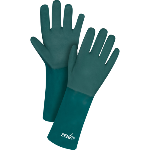 Double Dipped Green Gloves, 14" L, PVC, Cotton Jersey Inner Lining, 70-mil Solutions industrielles ALPHA