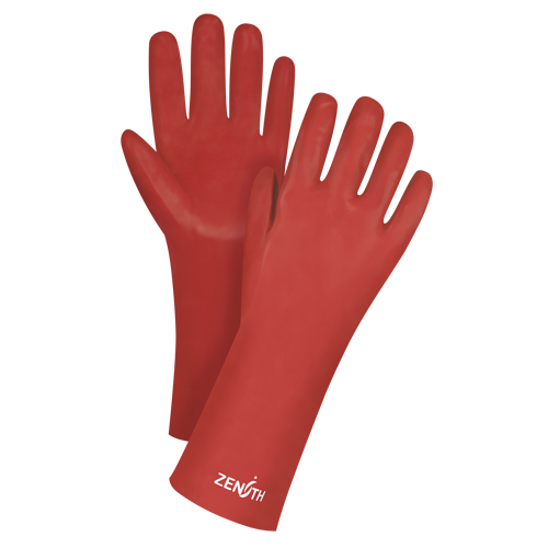 Gants rouges &agrave; fini doux r&eacute;sistants aux produits chimiques, Taille 9, 14" lo, PVC, Doublure en Interlock, 47-mil Solutions industrielles ALPHA