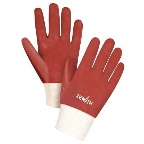 Gants rouges &agrave; fini doux r&eacute;sistants aux produits chimiques, Taille Grand/9, 10" lo, PVC, Doublure en Interlock, 47-mil Solutions industrielles ALPHA