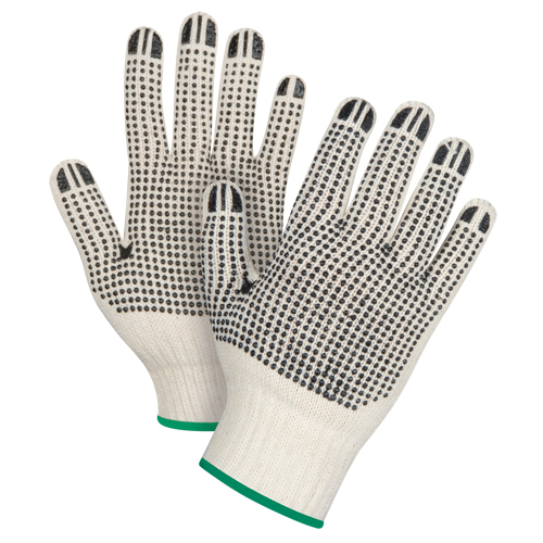Gants tricot&eacute;s de poids lourd &agrave; deux c&ocirc;t&eacute;s avec pois, Poly/coton, Deux c&ocirc;t&eacute;s, Calibre 7, Moyen Solutions industrielles ALPHA