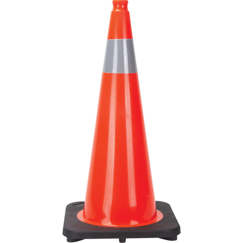 C&ocirc;ne de signalisation, 28", Orange, Bande(s) r&eacute;fl&eacute;chissante(s) 4" Solutions industrielles ALPHA