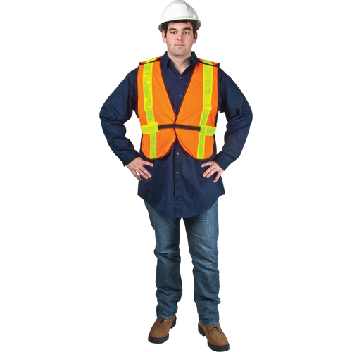 Standard-Duty Safety Vest, High Visibility Orange, Large, Polyester Solutions industrielles ALPHA