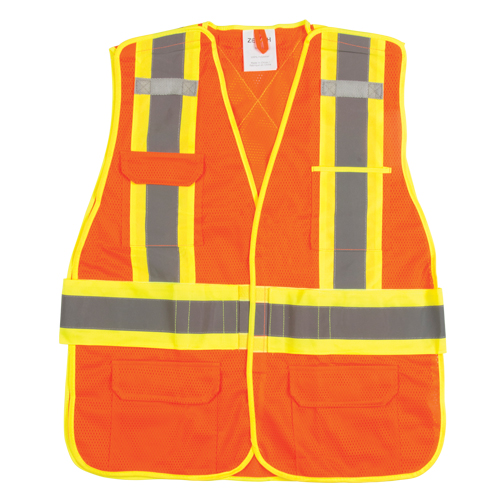CSA Compliant High Visibility Surveyor Vest, High Visibility Orange, Medium, Polyester Solutions industrielles ALPHA