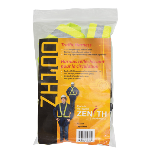 Harnais de s&eacute;curit&eacute; d'usage standard, Jaune lime haute visibilit&eacute;, Couleur r&eacute;fl&eacute;chissante Argent, Grand Solutions industrielles ALPHA