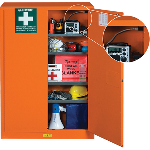 Emergency Preparedness Storage Cabinets, Steel, 4 Shelves, 65" H x 43" W x 18" D, Orange Solutions industrielles ALPHA