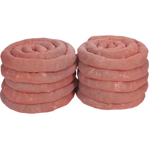 Remblais tubulaires absorbants, Mati&egrave;res dangereuses, Absorption 45 gal., 3" la x 10' lo, Pqt de 10 Solutions industrielles ALPHA