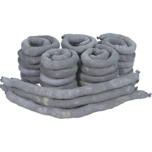 Remblais tubulaires absorbants, Universel, Absorption 50 gal., 3" la x 4' lo, Pqt de 30 Solutions industrielles ALPHA