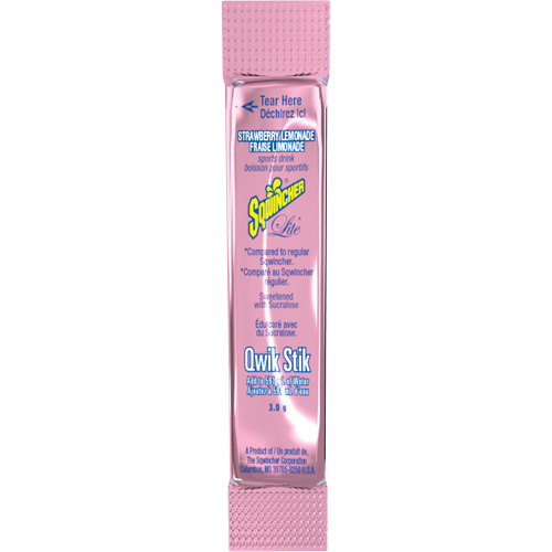 Sqwincher&reg; Boisson de r&eacute;hydratation ZERO Qwik Stik, Emballage-portion, Limonade aux fraises Solutions industrielles ALPHA